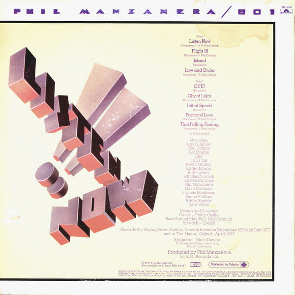 Phil Manzanera / 801 : Listen Now (LP, Album)