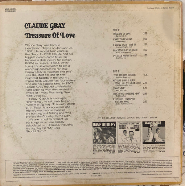 Claude Gray (2) : Treasure Of Love (LP, RE)