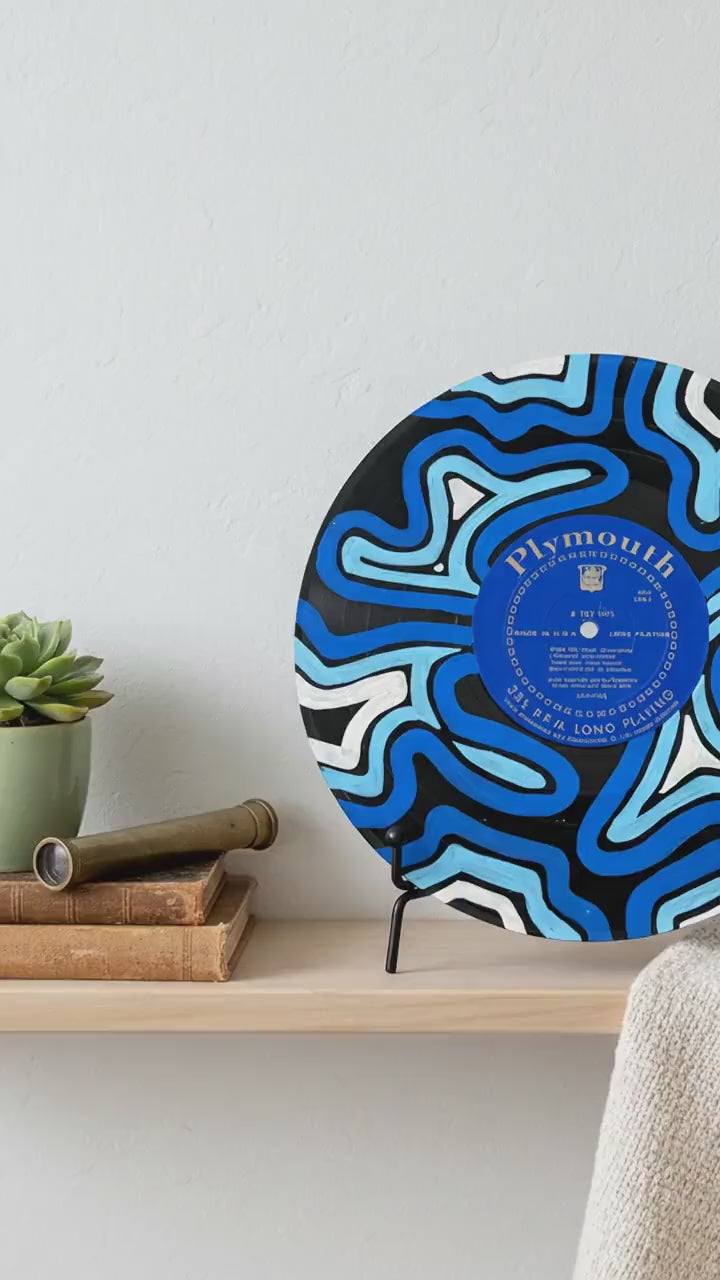 Hand Painted Abstract Vinyl Record Art – Hand-Painted 10x10” Wall Decor